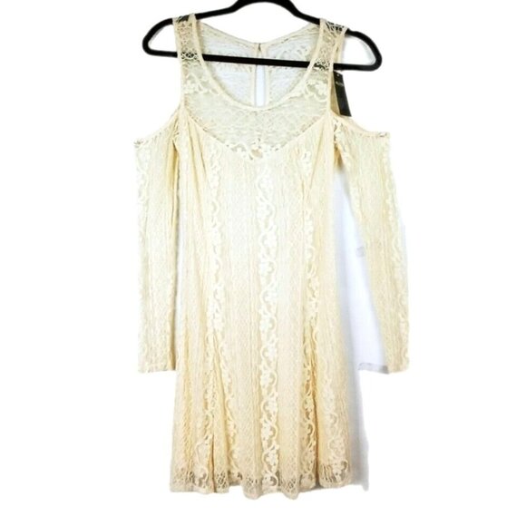 Whimsy Romantic Lace Cold Shoulder Dress Hollister Size Small Off White Wedding - Picture 6 of 6